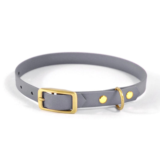 Handtillverkat halsband i Biothane ® - Grå