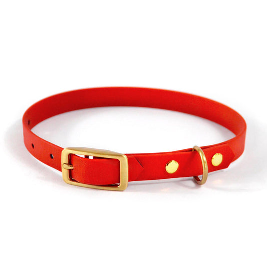 Handtillverkat halsband i Biothane ® - Röd