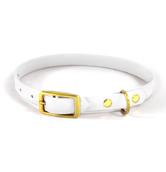 Handtillverkat halsband i Biothane ® - Vit